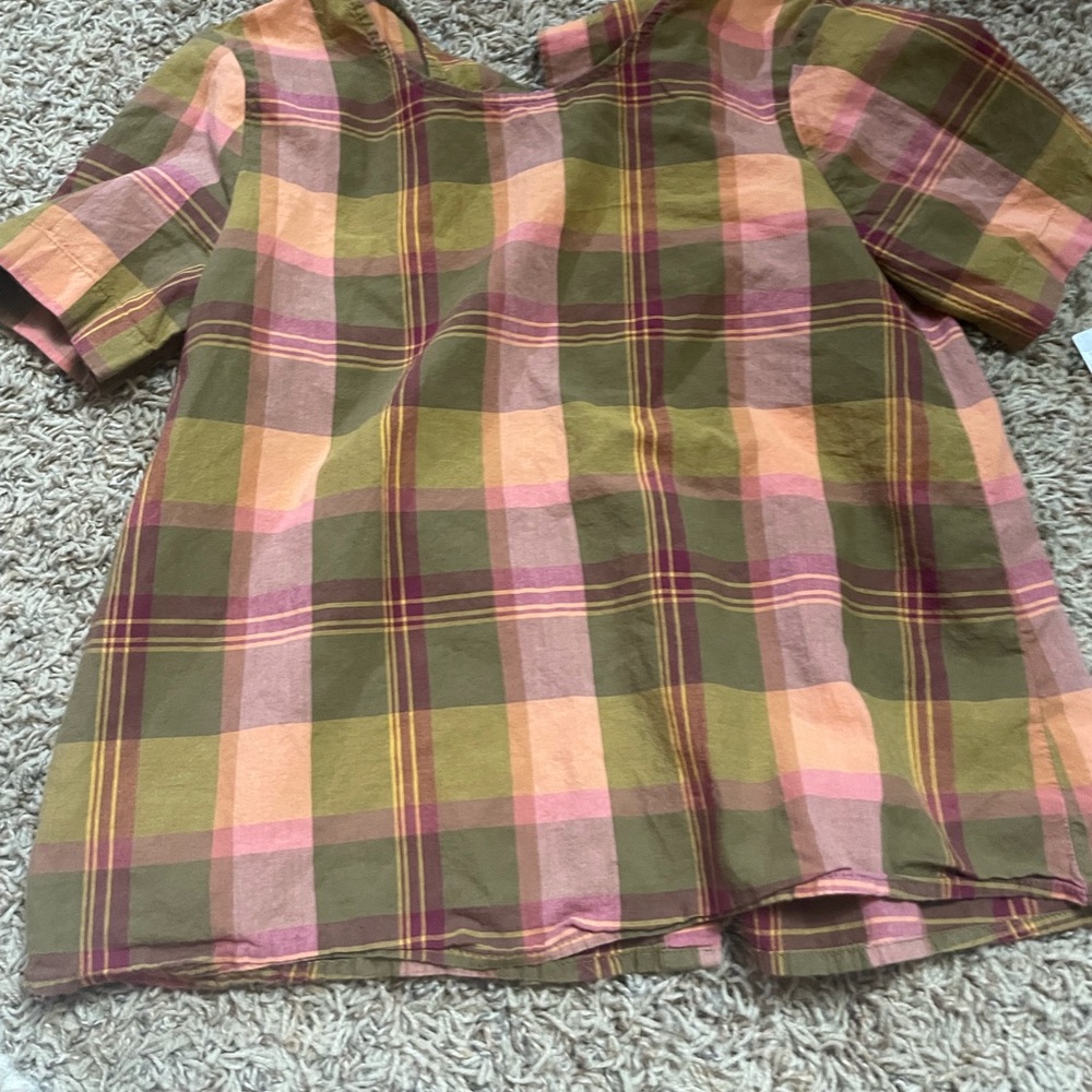 Plaid Madewell Button Back Top sz XXS
